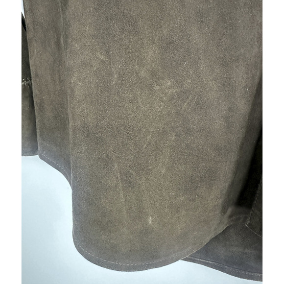 Robert Talbott Men's Brown Suede Leather Shacket Shirt Jacket Button Size Large - Picture 7 of 16